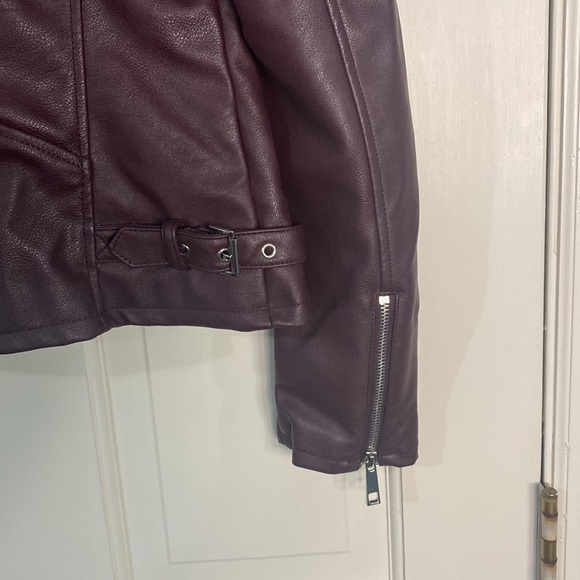 a.n.a. Faux Leather Burgundy Midnight Motorcycle Jacket - Picture 5 of 8